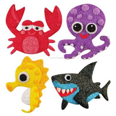 Foam Clay Magnet Kit - Crab, Octopus, Seahorse, Shark
