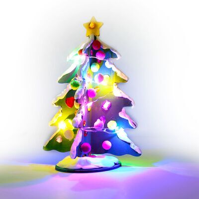 Wooden Christmas Tree With LED Light - Night Time