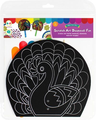 Scratch Art Deepavali Peacock Fan Kit - Pack of 5Scratch Art Deepavali Peacock Fan Kit - Pack of 5