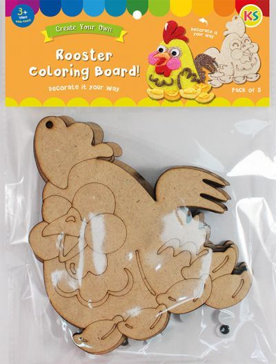 Rooster Colouring Board Pack of 5 - Packaging Front