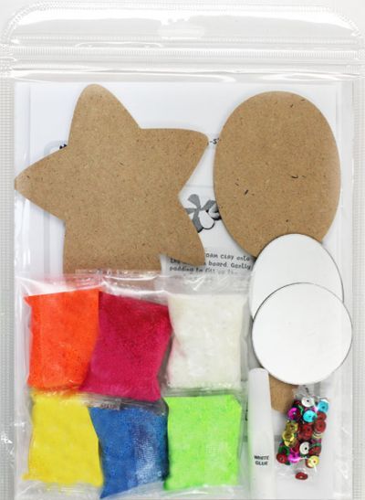 Foam Clay Hand Mirror Kit - Flower and Heart/Oval and Star - Packaging Back