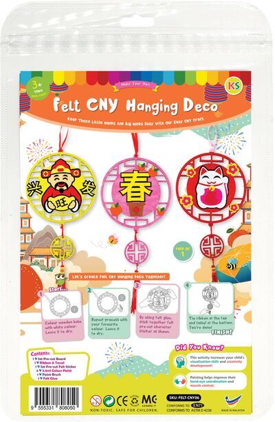 Felt Chinese New Year Hanging Deco Kit - God of Wealth / Spring Mandarin Orange / Fortune Cat